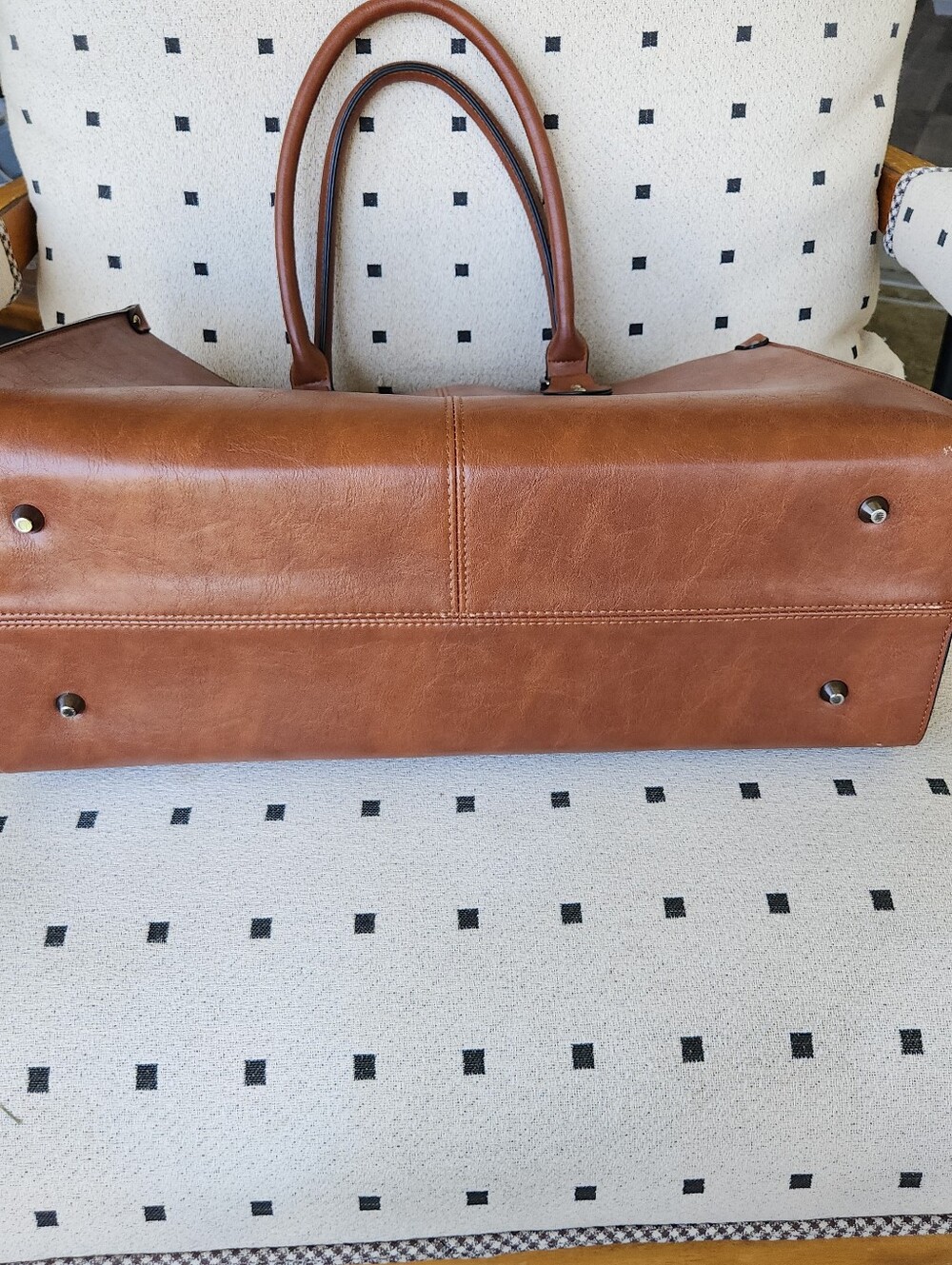 Vintage Style Leather Briefcase Laptop School Tote - Professional Carryall Purse - Picture 13 of 13